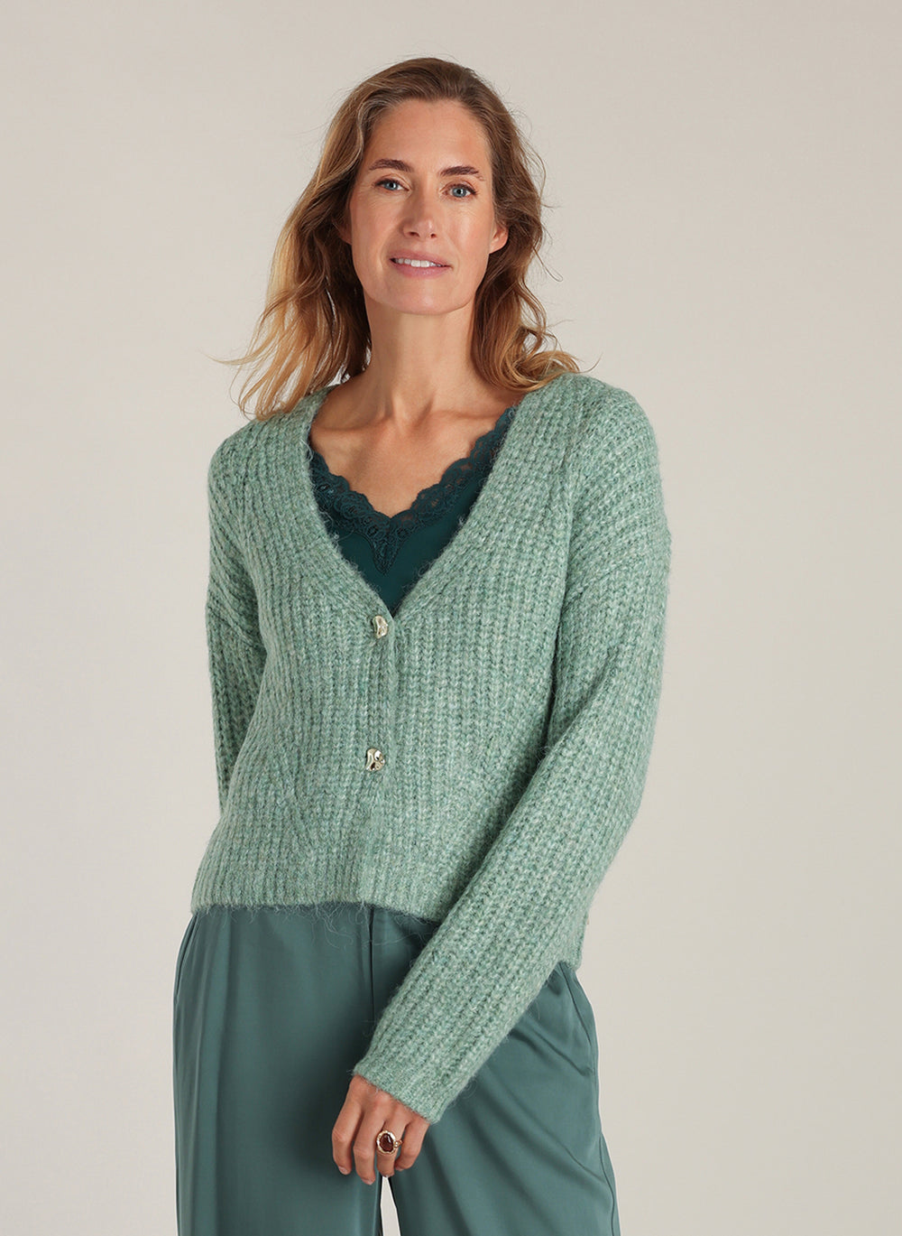 Delya Cardigan - Mint/Melange