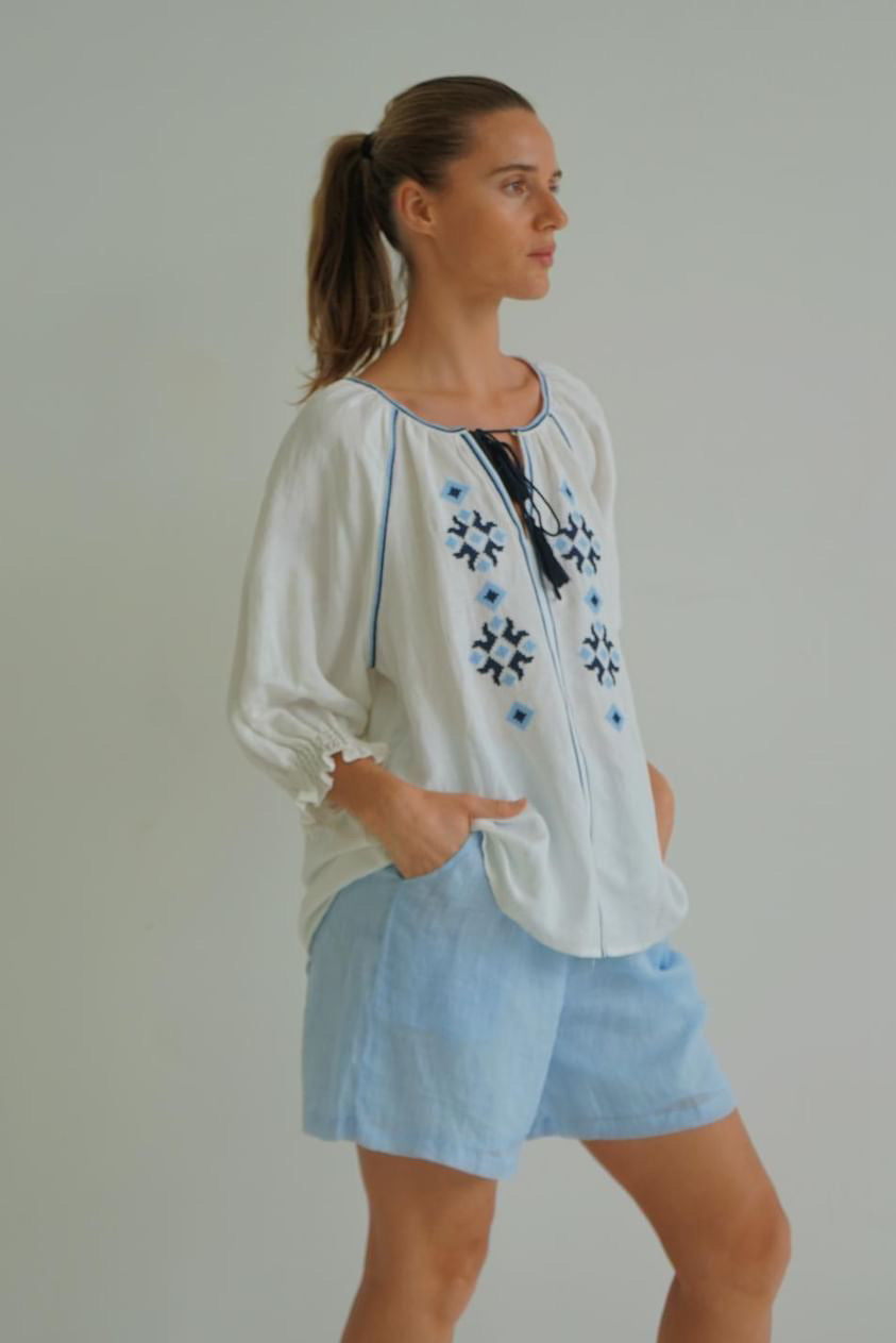 Polly Linen Top - White