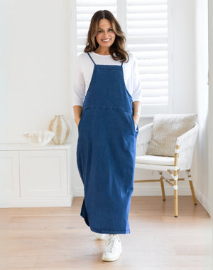 Apron Dress Stretch Denim - Blue