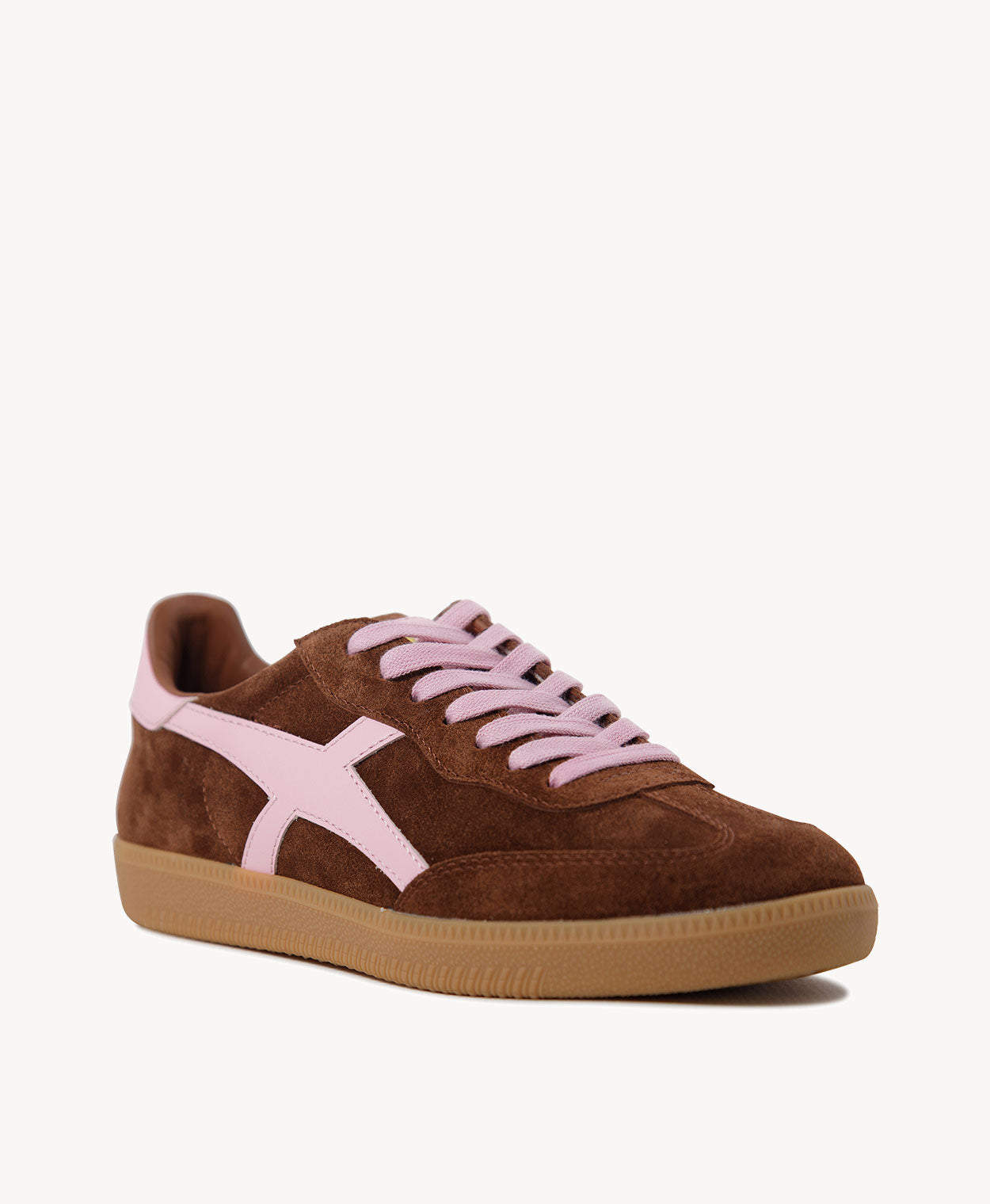 Crossroads Sneakers - Coffee Suede/Candy Pink