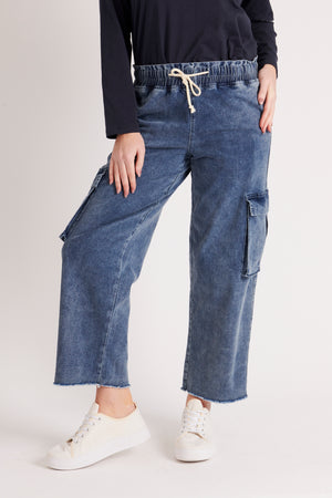 Cargo Wide Leg Pant - Vintage Blue