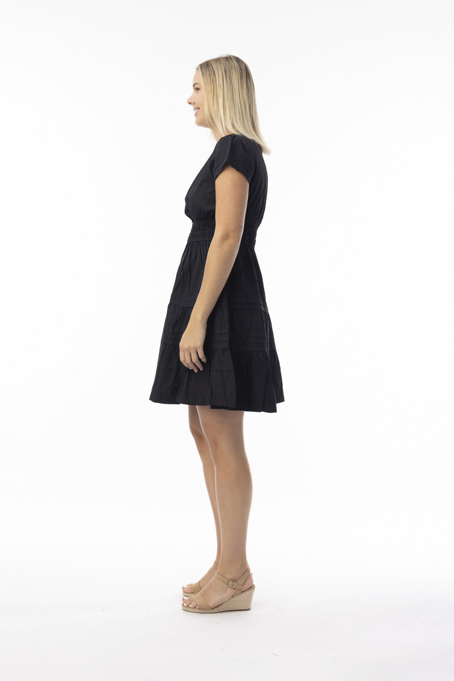 Poplin Essentials Short Ruched Dress - Black