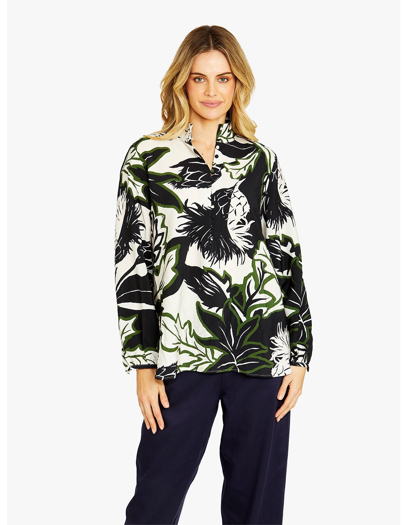 Camille Abstract Floral Print Blouse
