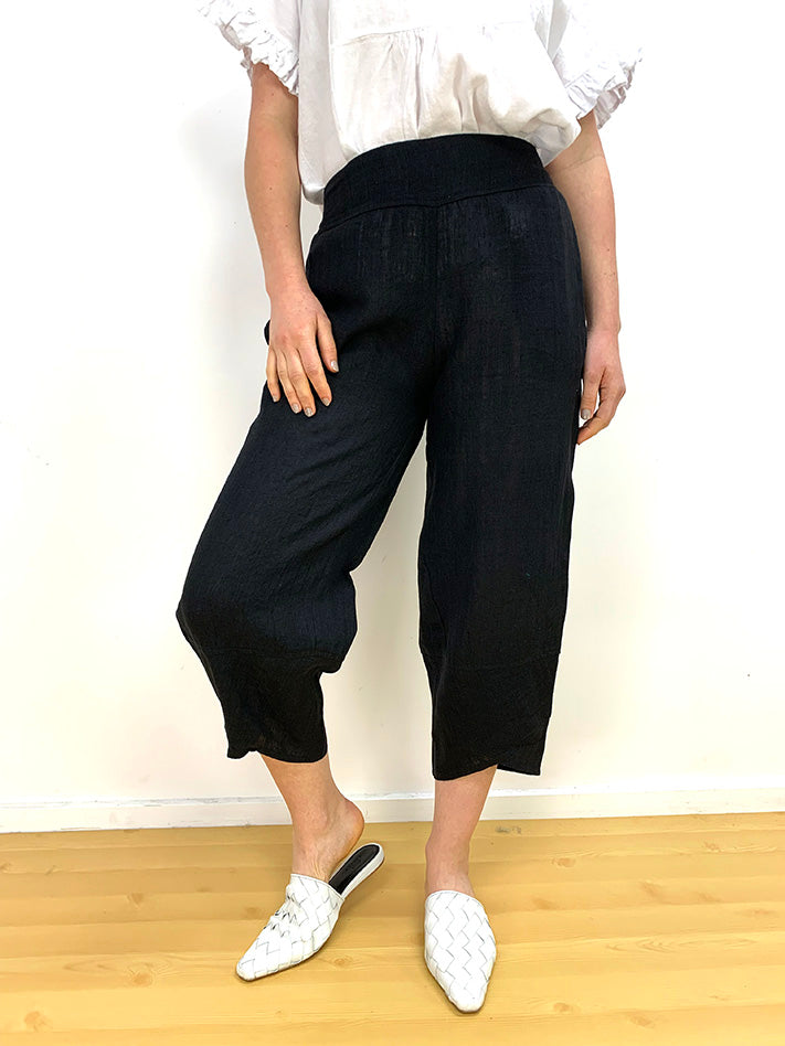Black Linen Wide Leg Pants