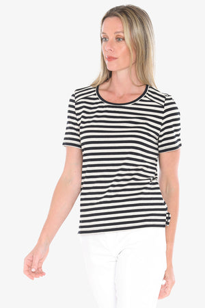 Stripe Short Sleeve Tee - Black/Flax
