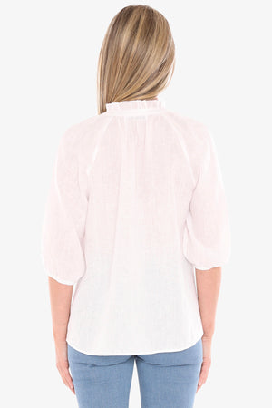Ruffle Neck Top - White