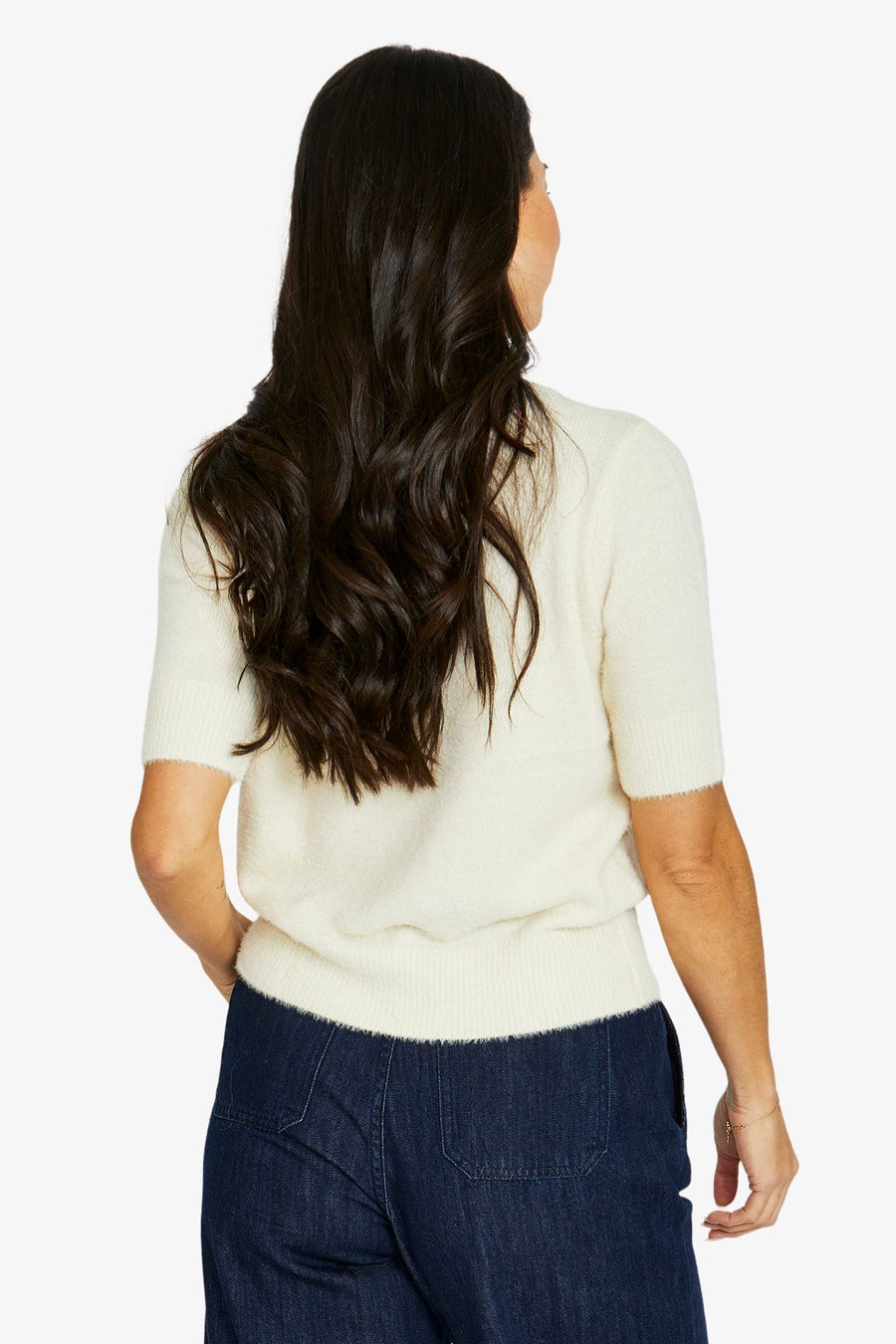 Fluffy S/S Crew Knit - Pearl