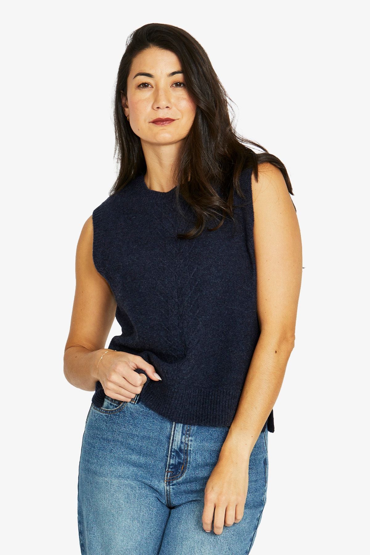 Reverse Jersey Vest - Indigo