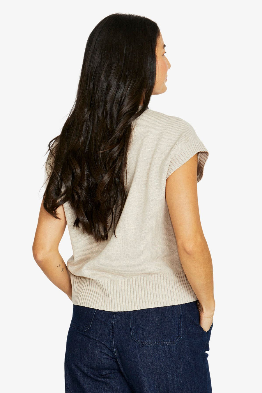 Seam V Neck Vest - Barley Marle