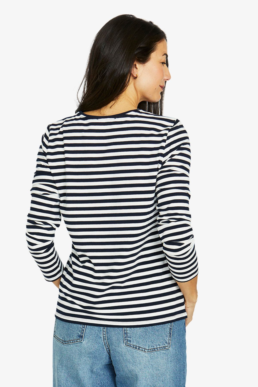 Stripe Crew L/S Tee - Navy/Ivory