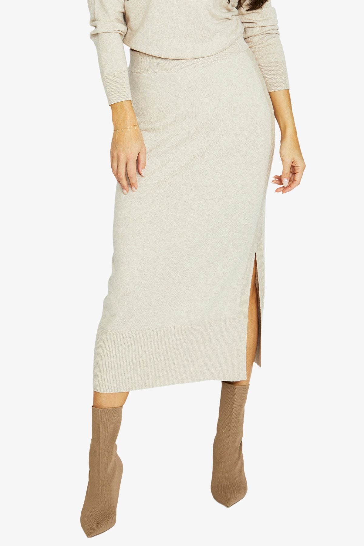 Side Detail Skirt - Barley Marle