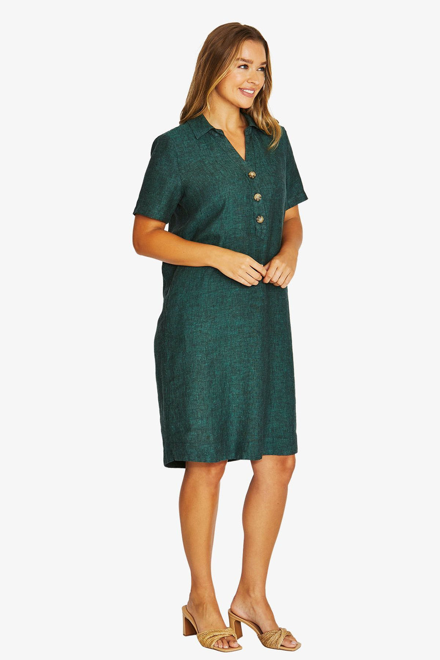 Open Collar Dress - Jungle