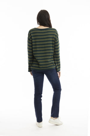 Stripe Knit Top - Pine Olive