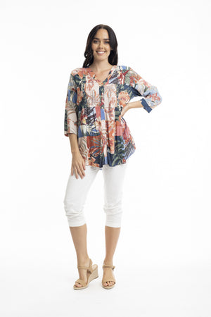 Luzon 3/4 Sleeve Pleated Top