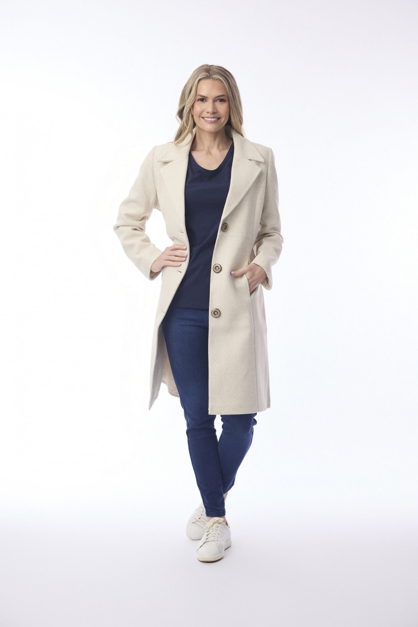 Solid Trench Coat - Beige