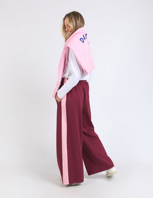 Carmen Wide Leg Pant - Merlot/Pink
