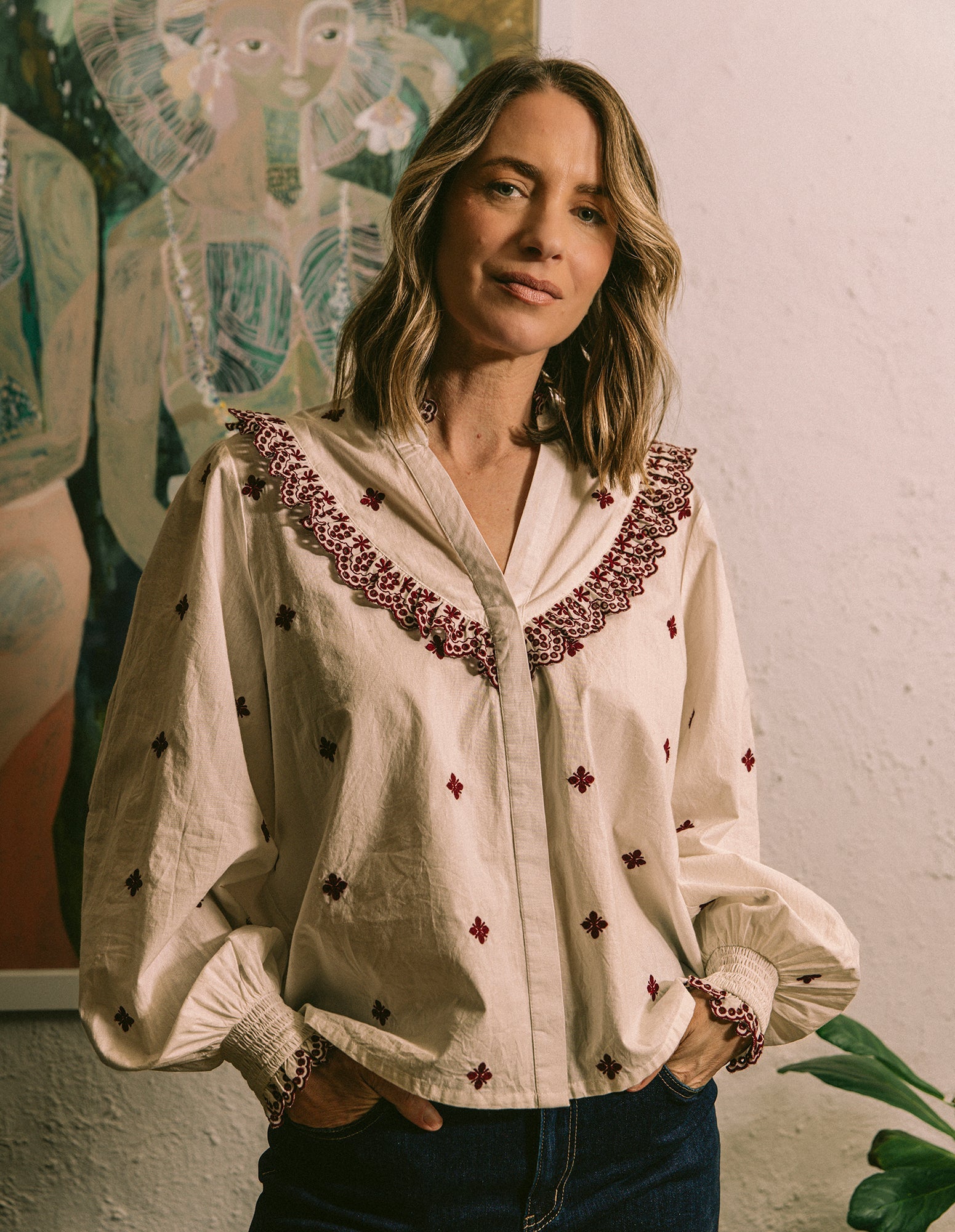 Agnes Embroidered Shirt - Marshmallow