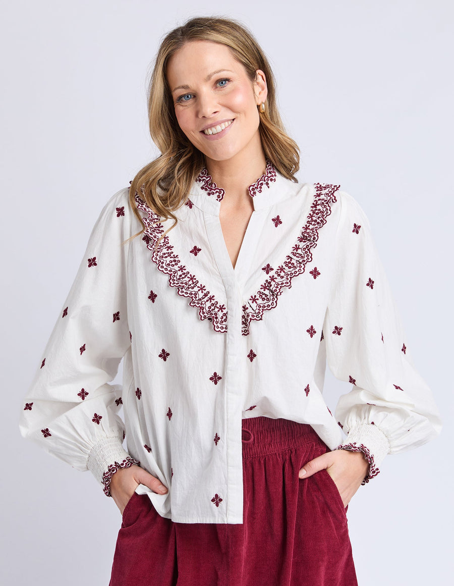 Agnes Embroidered Shirt - Marshmallow