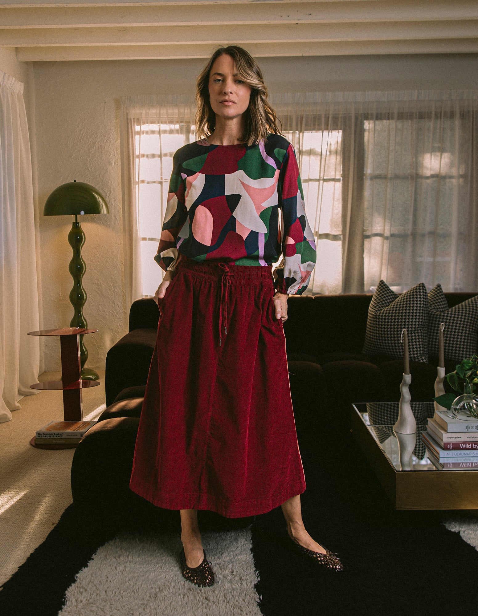 Winnie Cord Skirt - Maroon