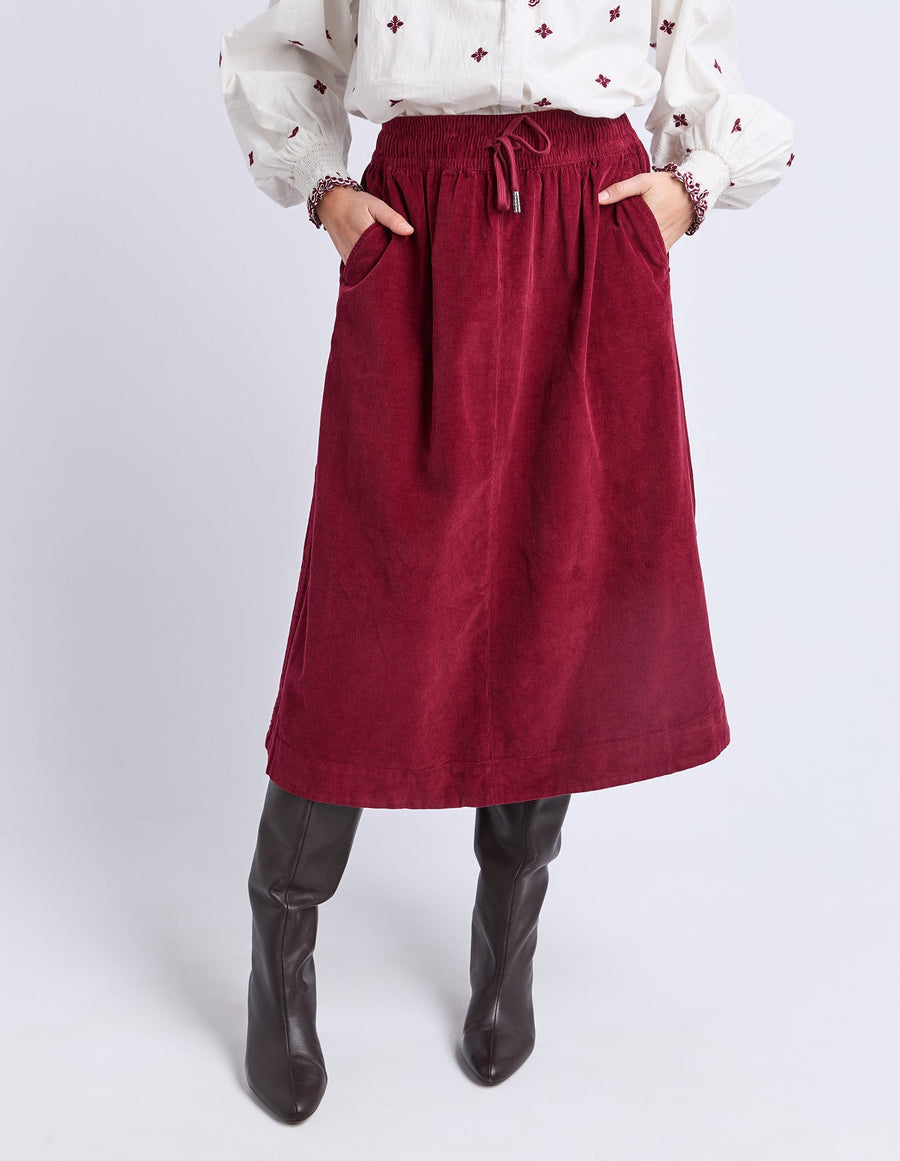 Winnie Cord Skirt - Maroon