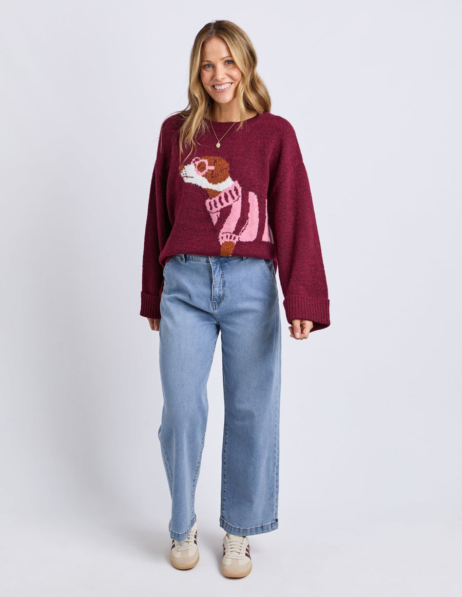 Annie Intarsia Knit - Maroon