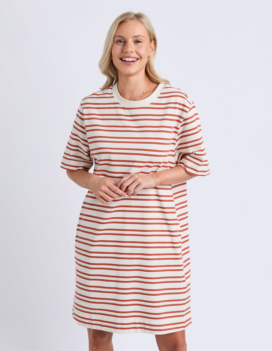 Rouge Tee Dress - Marshmellow/Tan Stripes