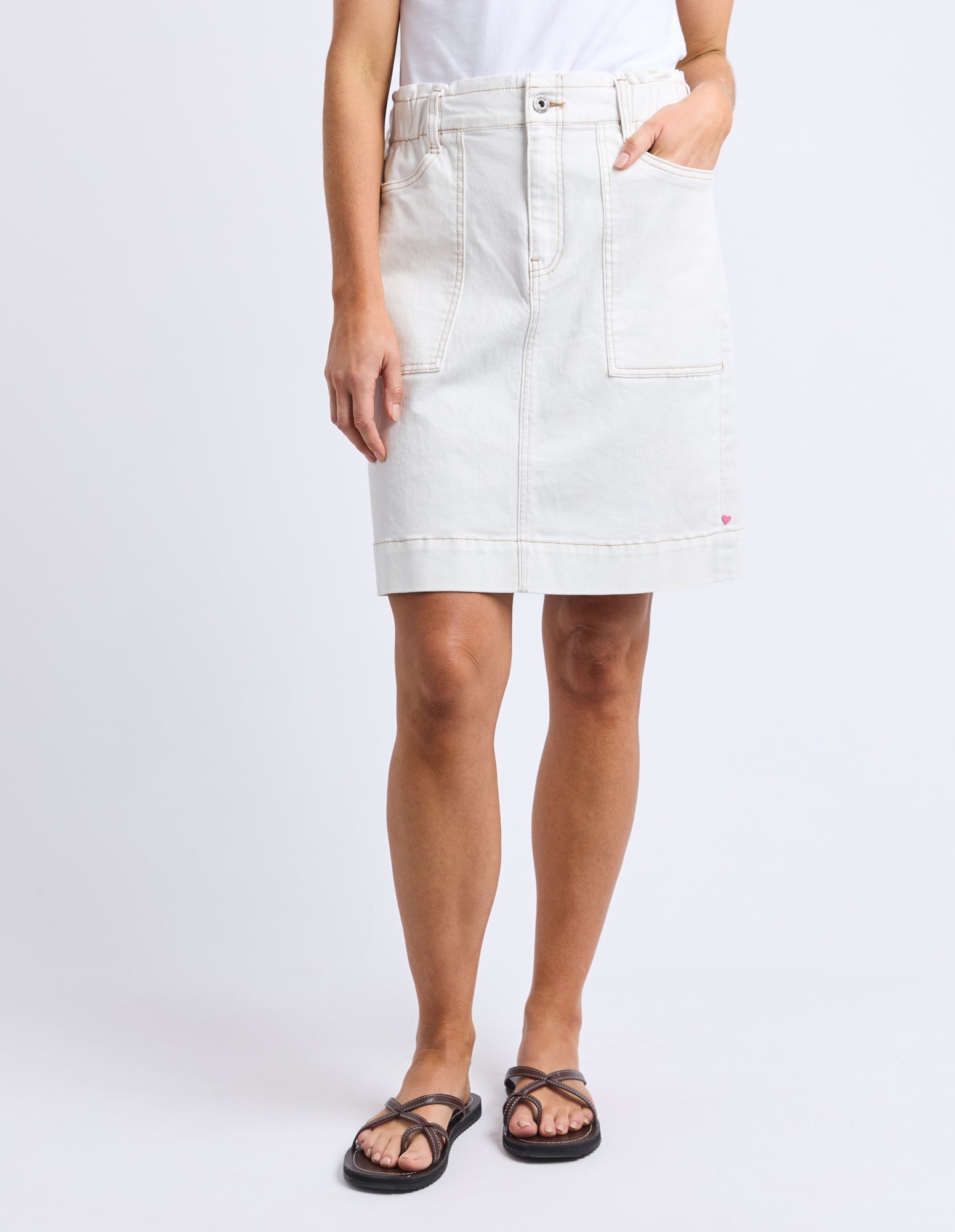Atlas Denim Skirt - Vintage White