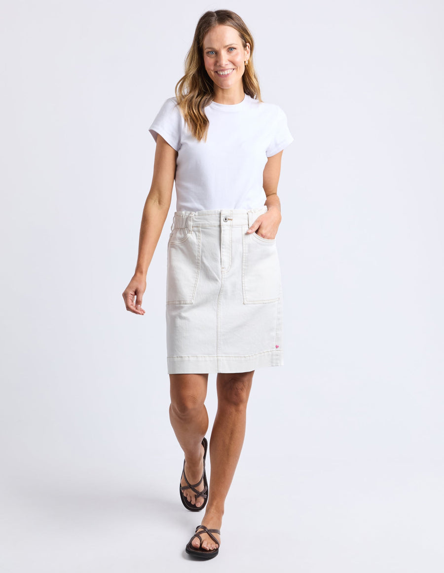 Atlas Denim Skirt - Vintage White