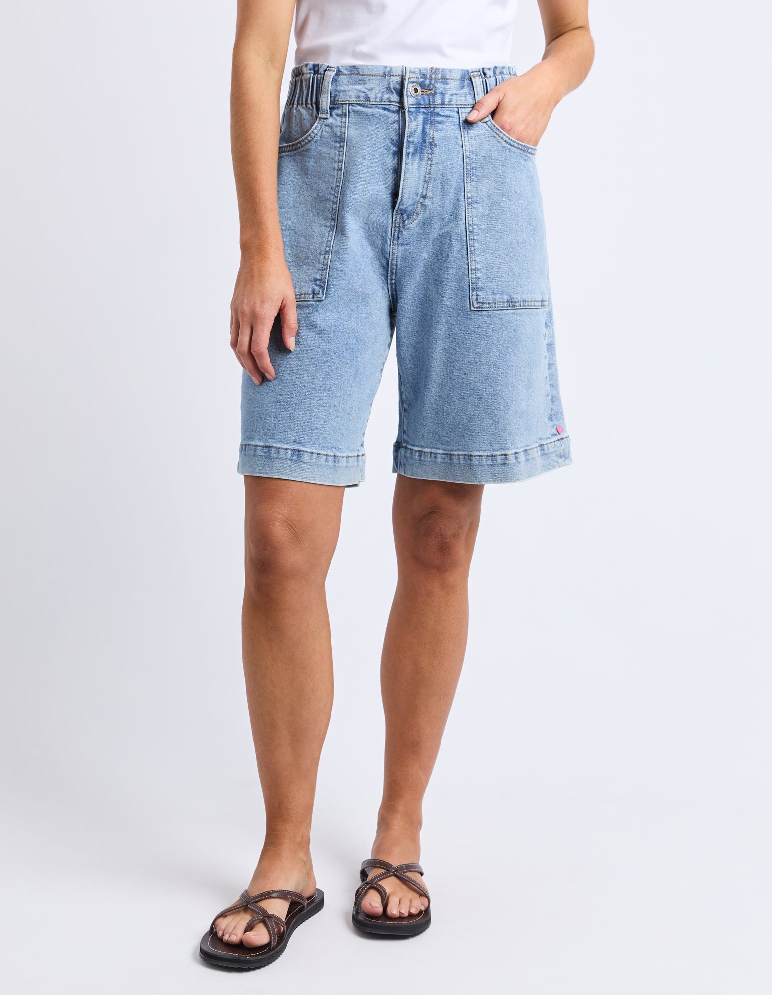 Atlas Long Denim Short - Mid Blue Wash