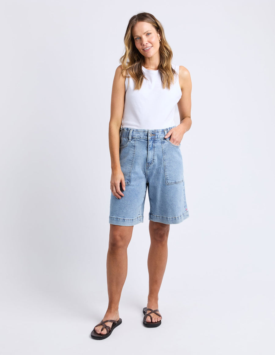 Atlas Long Denim Short - Mid Blue Wash