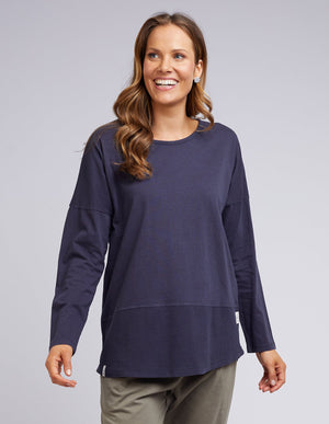 Fundamental Rib Long Sleeve Tee - Navy