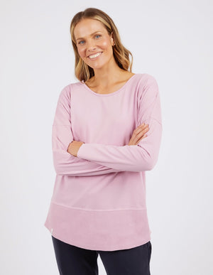 Rib Long Sleeve Tee - Peony Pink