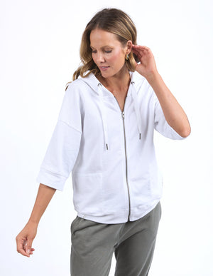 Beachy Zip Hoodie - White