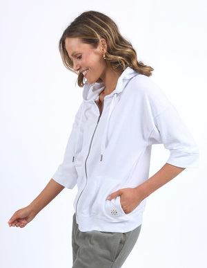 Beachy Zip Hoodie - White