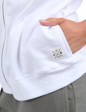 Beachy Zip Hoodie - White
