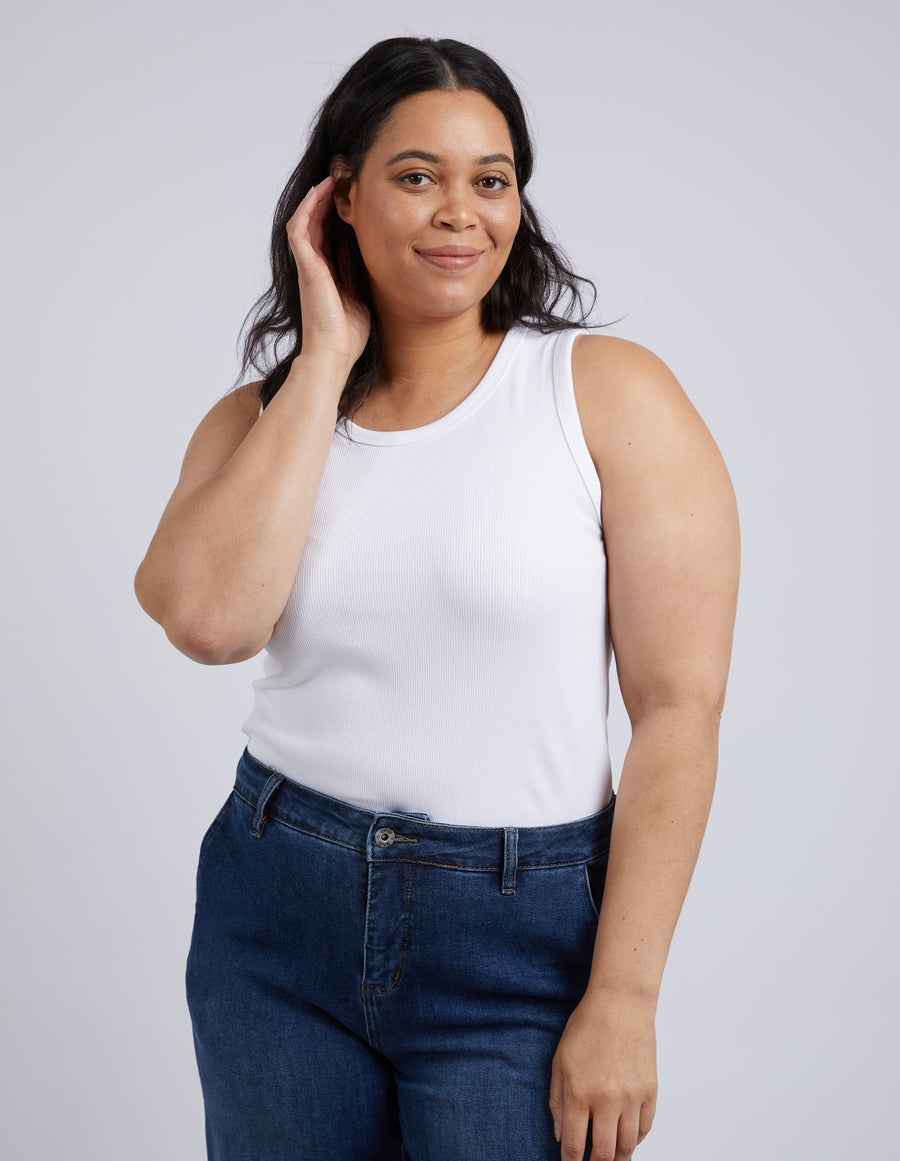 Rib Crew Tank - White