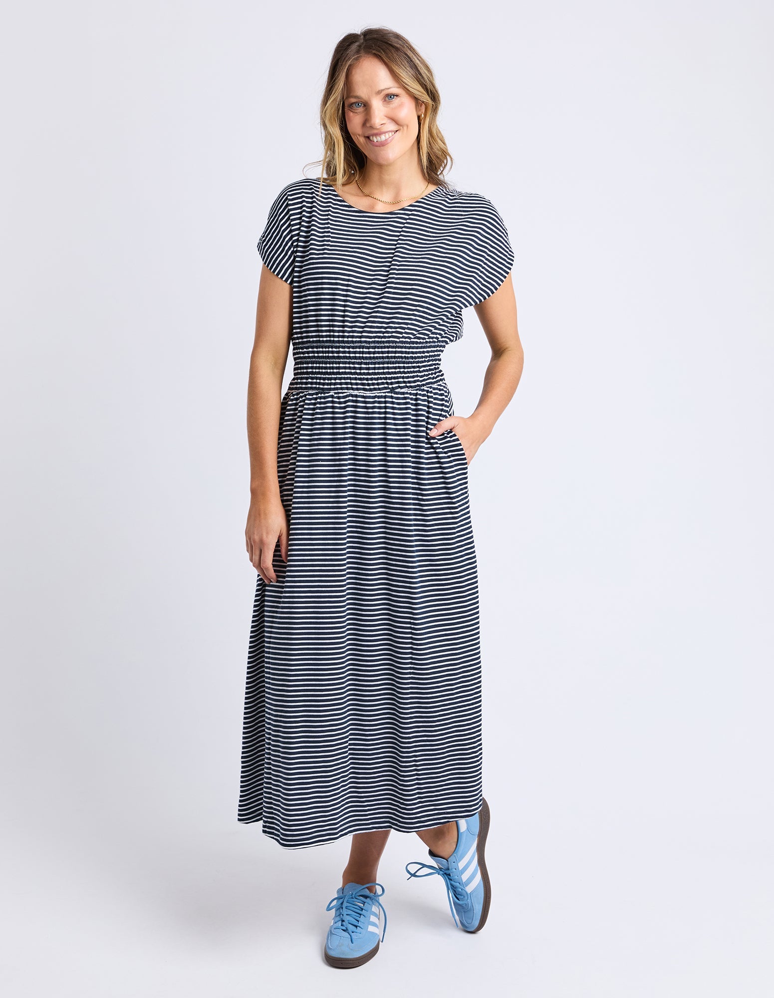 Nelle Dress - Navy & White Stripe