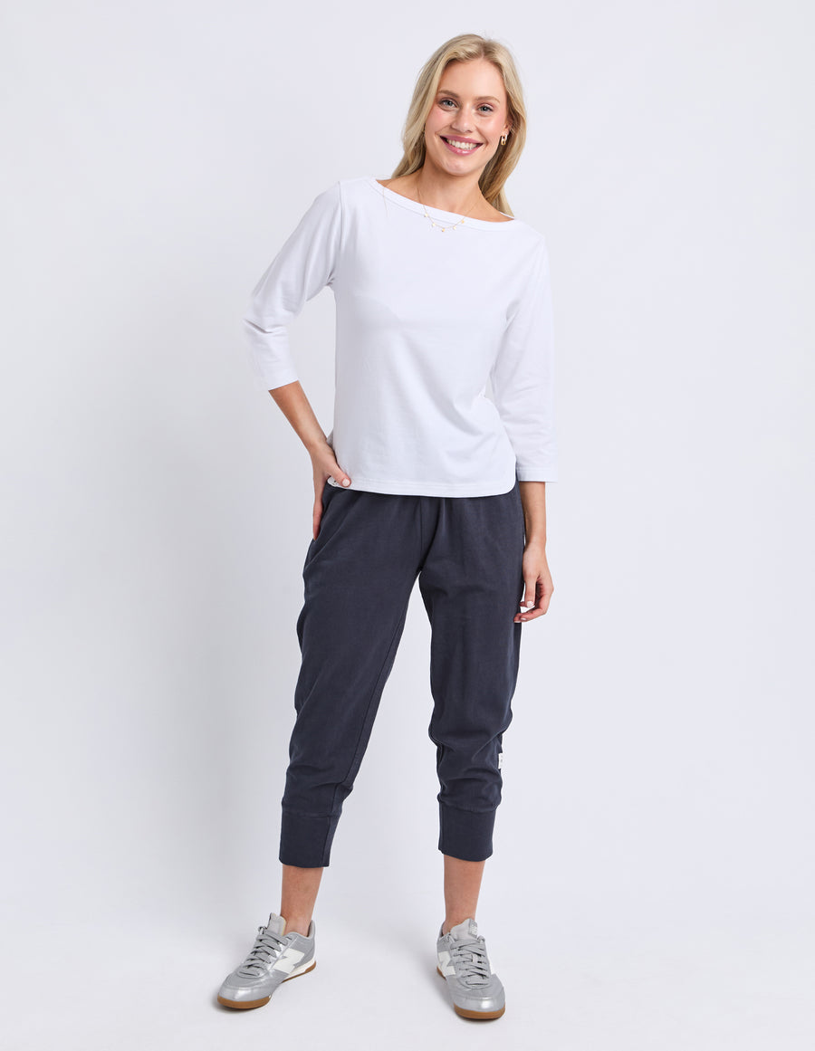 Eliza Boat Neck Tee - White