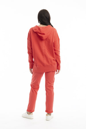 Terry Knit Sweat Shirt - Deep Coral