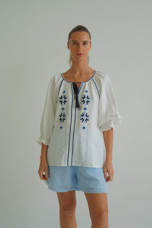 Polly Linen Top - White