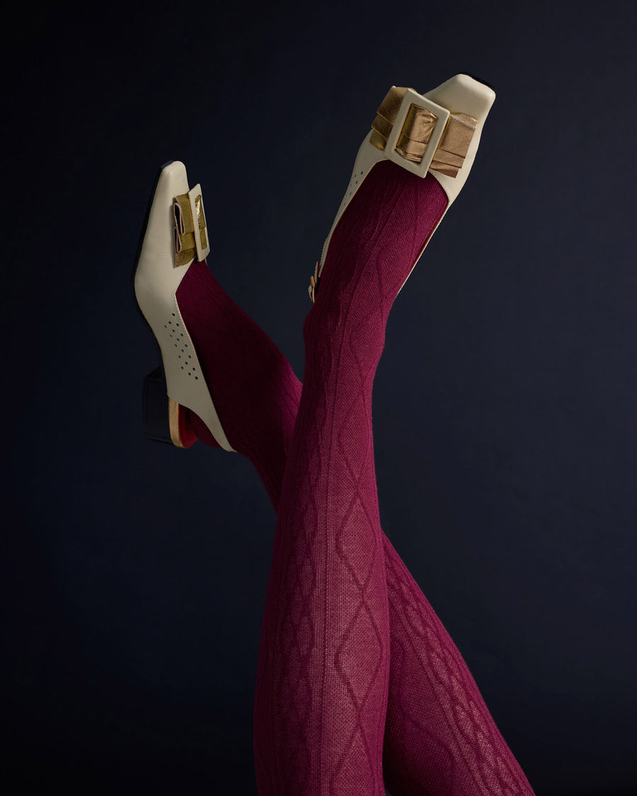 Aran Cashmere Blend Tights – Claret
