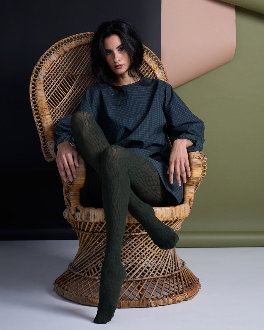 Aran Cashmere Blend Tights – Green