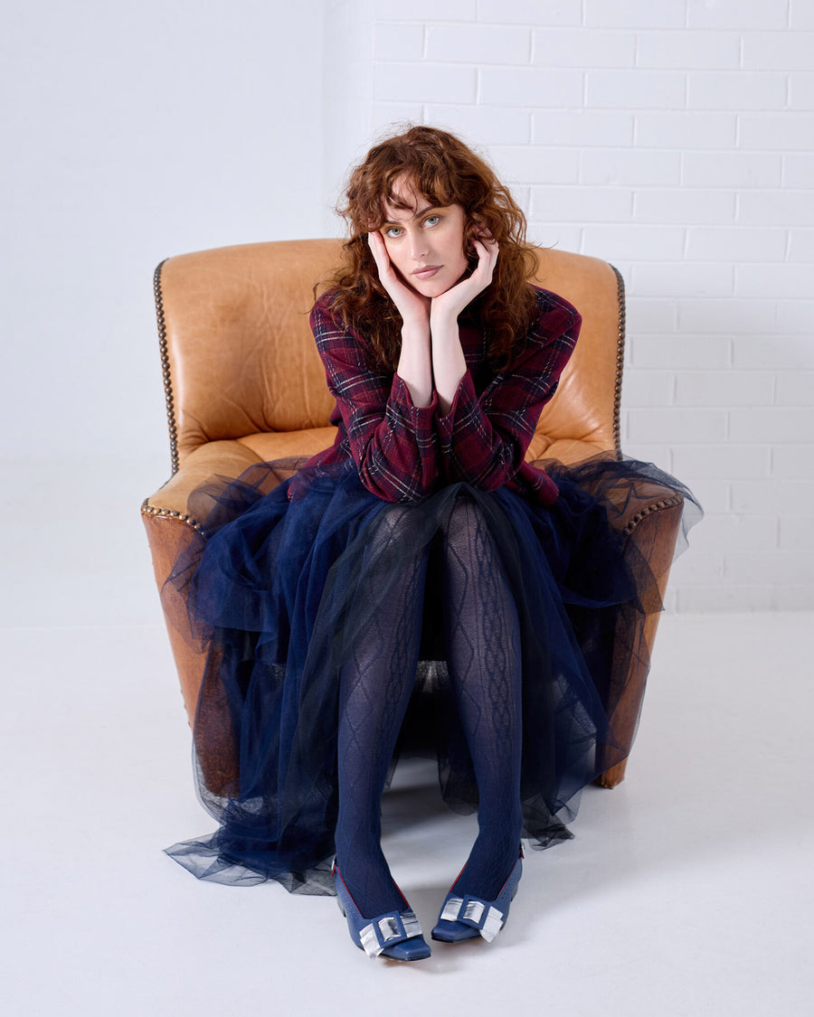 Aran Cashmere Blend Tights – Navy