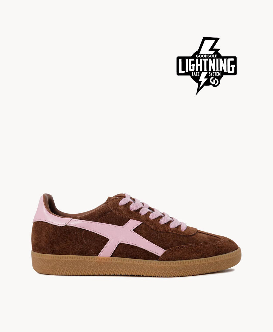 Crossroads Sneakers - Coffee Suede/Candy Pink