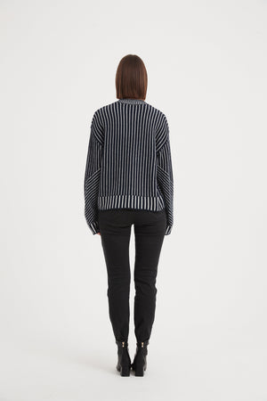 Geometric Stripe Knit - Navy