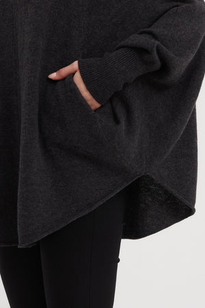High Neck Oversized Knit - Charcoal
