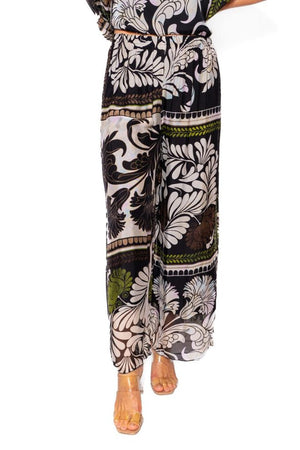 Mosaic Tile print silk pants - Black