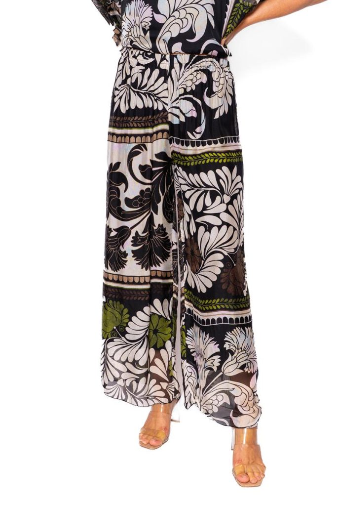 Mosaic Tile print silk pants - Black