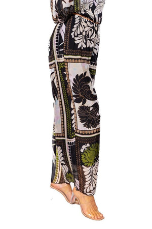 Mosaic Tile print silk pants - Black