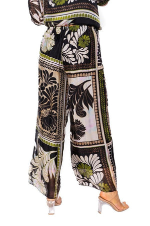 Mosaic Tile print silk pants - Black